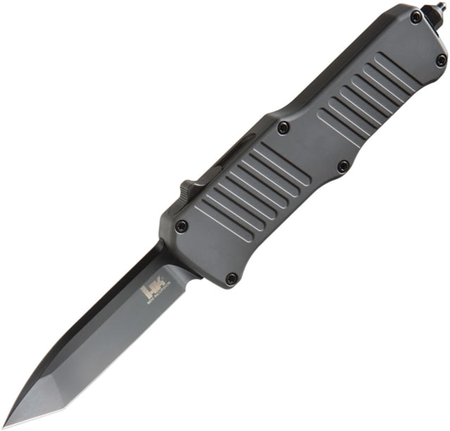 Heckler & Koch Auto Hk Mini Incursion OTF Automatic Folding Knives w/ Glass breaker 3in Black PVD Coated 154CM Stainless Tanto Blade Gray Anodized - Heckler & Koch