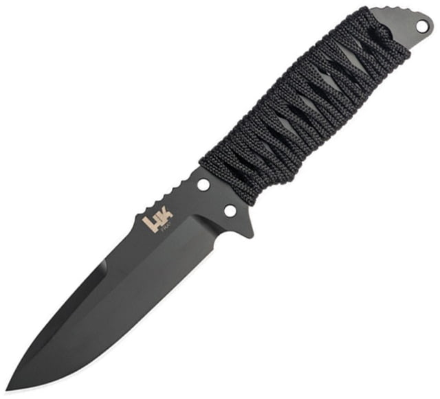 Heckler & Koch Fray Fixed Blade Clip Knife 4.25" black finish 154CM stainless spear point bla Black cord wrapped handle - Heckler & Koch