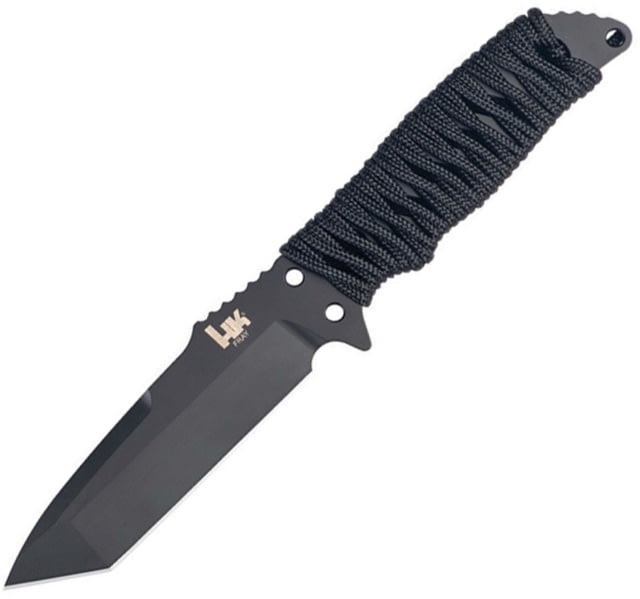 Heckler & Koch Fray Fixed Blade Tanto Knife 4.25" black finish 154CM stainless tanto blade Black cord wrapped handle - Heckler & Koch