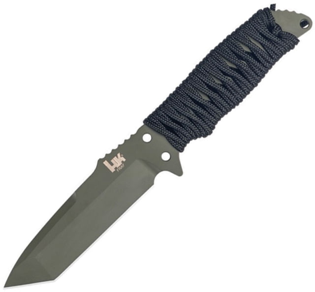 Heckler & Koch Fray Fixed Blade Tanto Knife 4.25" OD green finish 154CM stainless tanto blade Black cord wrapped handle - Heckler & Koch