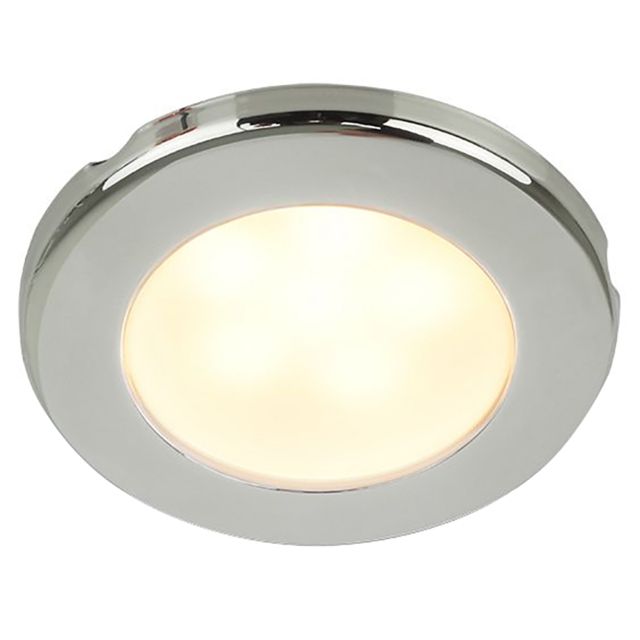 Hella Marine EuroLED 75 3in Round Screw Mount Down LED Light Stainless Steel Rim 12V Warm White