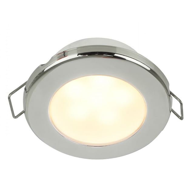Hella Marine EuroLED 75 3in Round Spring Mount Down LED Light Stainless Steel Rim 24V Warm White - Hella Marine