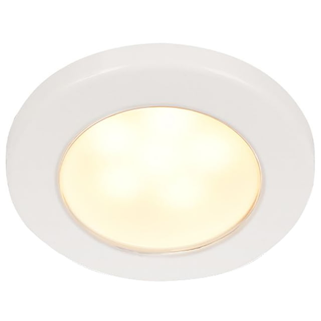 Hella Marine EuroLED 75 3in Round Screw Mount Down LED Light White Plastic Rim 24V Warm White - Hella Marine
