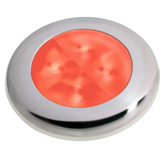 Hella Marine Slim Line 12V LED Enhanced Brightness Round Courtesy Lamp Stainless Steel Bezel Red