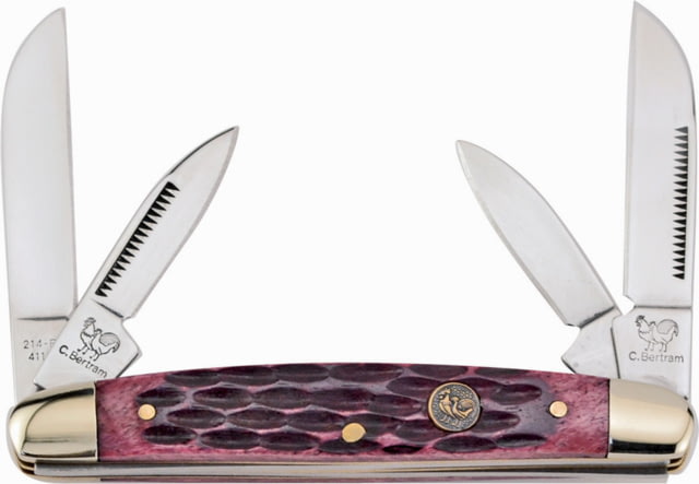 Hen & Rooster Congress Red Pick Bone Folding Knife Mirror finish stainless twin sheepsfoot and twin p Red pick bone handle - Hen & Rooster