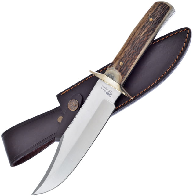Hen & Rooster Fixed Blade Deer Stag Knife 7" satin finish 440 stainless bowie blade Deer stag handle - Hen & Rooster