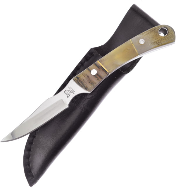 Hen & Rooster Fixed Blade Horn Knife 3" satin finish stainless blade Ram's and ox horn handle - Hen & Rooster