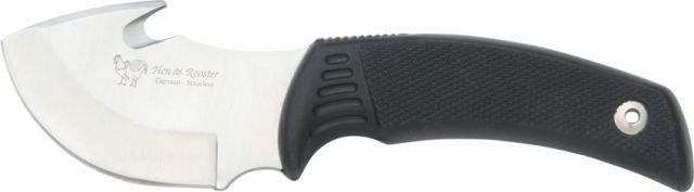 Hen & Rooster Guthook Hunter Fixed Blade Knife 3.125in Guthook Blade Checkered Black Rubber Handle - Hen & Rooster