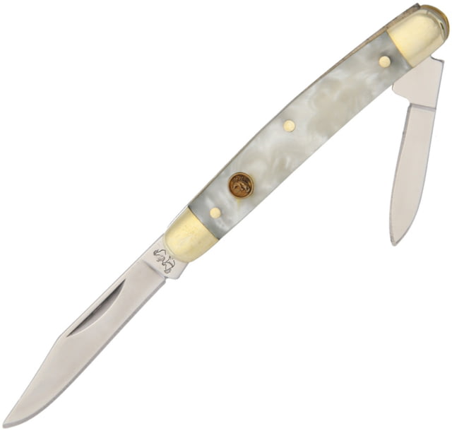 Hen & Rooster Pen Knife Cracked Ice Corelon Folding KnifeStainless SteelClip and PenCracked IceCelluloid Handle - Hen & Rooster