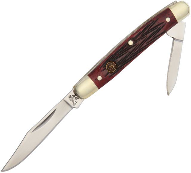 Hen & Rooster Pen Knife Red Folding KnifeStainless Clip and Pen Blade Red Pick Bone Handle HR - Hen & Rooster