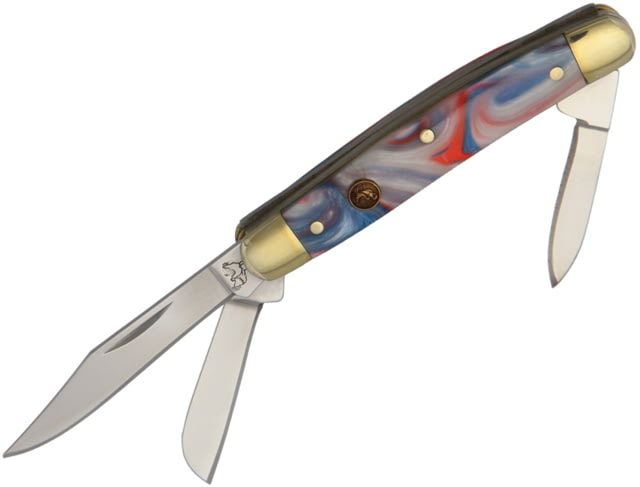 Hen & Rooster Small Stockman Star Spangle Folding KnifeStainless SteelClipPen and SheepsfootStar Spangled BannerCorelon Handle - Hen & Rooster