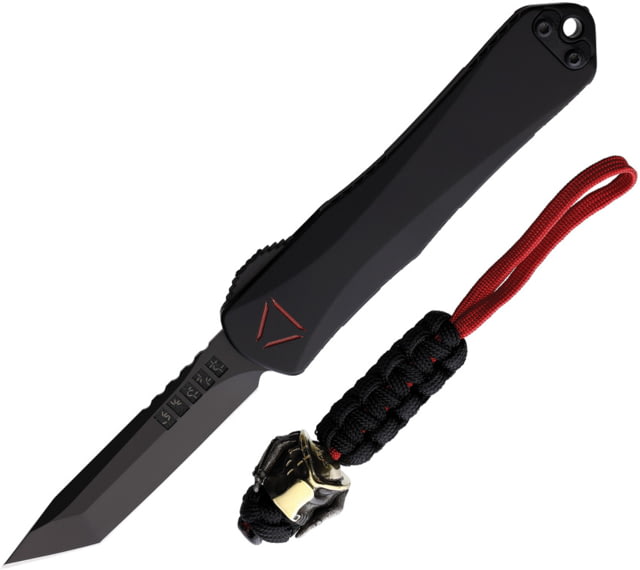 Heretic Knives Manticore E OTF Automatic Folding Knife 3in Black DLC Coated CPM MagnaCut Stainless Tanto Blade Black Aluminum Handle - Heretic Knives