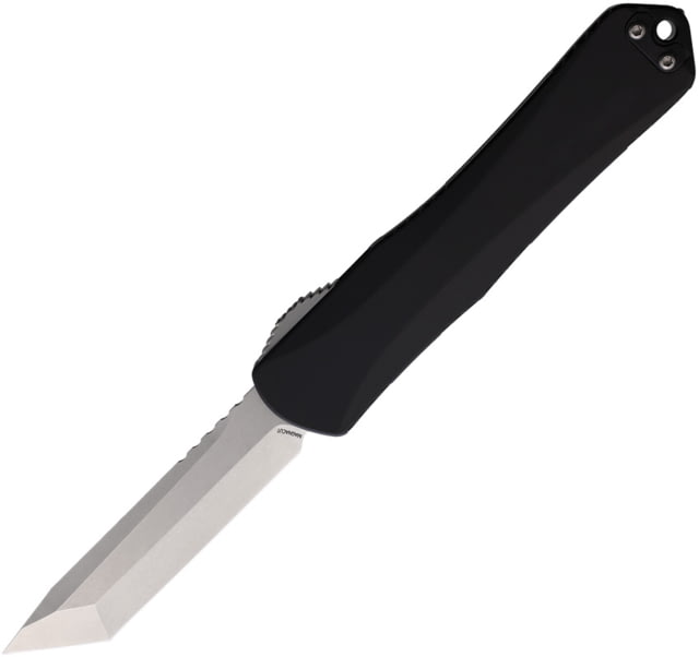 Heretic Knives Manticore X OTF Automatic Folding Knife 3.75in Stonewash MagnaCut Steel Tanto Blade Black Anodized Aluminum Handle - Heretic Knives