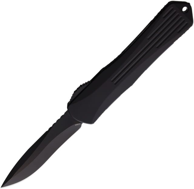 Heretic Knives Auto Manticore X OTF Automatic Folding Knives 3.75in Black DLC Coated Elmax Steel Blade Black Anodized Aluminum Handle - Heretic Knives