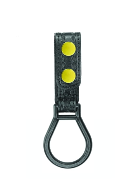 HEROs PRIDE AirTek D-Cell Ring Flashlight Holder w/ Plastic Holder Basket Weave Brass Hardware Black - Hero's Pride