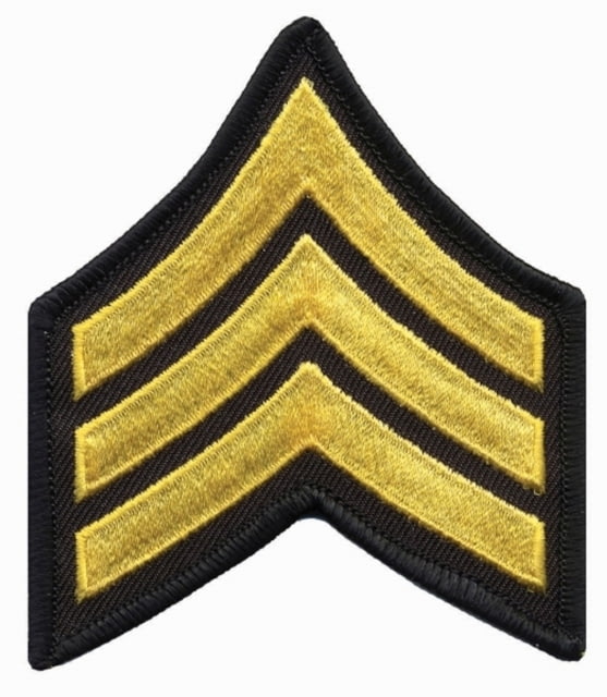 HERO'S PRIDE Medium 3in Gold/black Sergeant Chevrons W/ Merrowed Border One Size - Hero's Pride