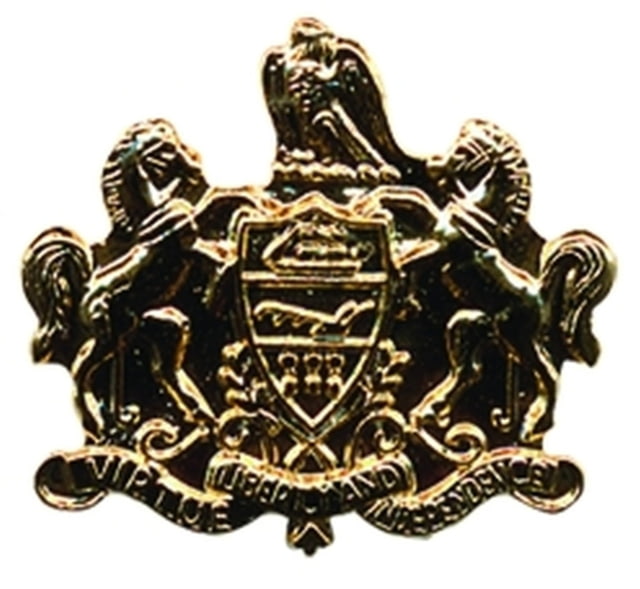 HERO'S PRIDE Pennsylvania Crest Collar - 3/4'' Wide Gold Plated Gold Plated - Hero's Pride