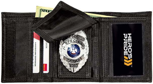 HERO'S PRIDE Deluxe Ballistic Tri-Fold Wallet w/Removable Badge Genuine Leather - Hero's Pride