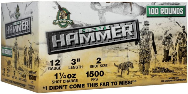 HEVI-Shot 12 Gauge 1 1/4oz 3in Shotgun Ammo 2 Shot 100 Rounds - Hevi-Shot