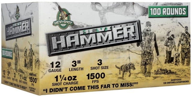 HEVI-Shot 12 Gauge 1 1/4oz 3in Shotgun Ammo 3 Shot 100 Rounds - Hevi-Shot