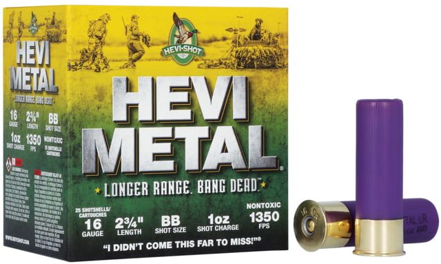 I-Shot HEV-Metal Longer Range 16 Gauge 1oz 2-3/4in Shotgun BB Shot 25 Rounds Ammo