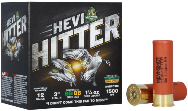 I-Shot HEVI-Hitter 12 Gauge 1 1/4oz 3in Shotgun BB Shot 25 Rounds Ammo