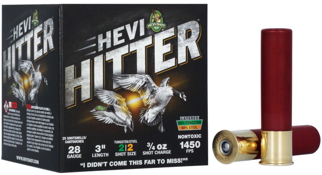 HEVI-Shot HEVI-Hitter 28 Gauge 3/4oz 3in Shotgun Ammo 2 Shot 25 Rounds - Hevi-Shot