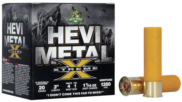 I-Shot Hevi Metal Xtreme 20 Gauge 1.0625oz 3in Shotgun Shot 4 25 Rounds Ammo
