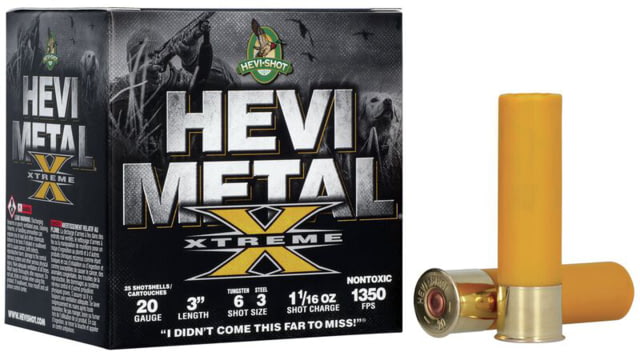 I-Shot Hevi Metal Xtreme 20 Gauge 1.0625oz 3in Shotgun Shot 6 25 Rounds Ammo