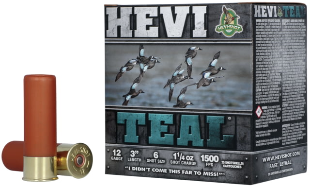 I-Shot HEVI-Teal 12 Gauge 1 1/4oz 3in #6 Centerfire Shotgun 25 Rounds Ammo