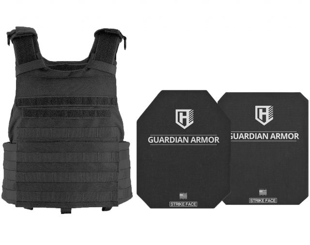 HighCom Armor RAK-APC Series Rifle Armor Kit Plate Carrier w/Guardian AR500 Steel Plates/10x12 Shooters Cut/10x12 Full Cut Black One Size - Highcom Armor