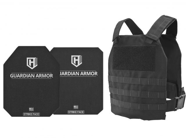 HighCom Armor RAK-CAP Series Rifle Armor Kit Plate Carrier w/Guardian 3S11 Super Lightweight UHMWPE Plates/10x12 Shooters Cut/10x12 Full Cut Black 2XL - Highcom Armor