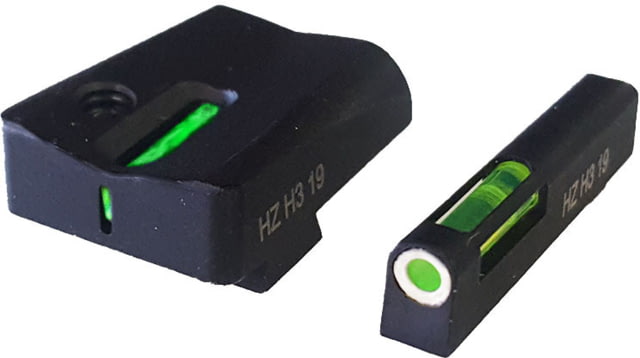 HiViz Litewave H3 TritiumLitepipe Express Glock 9mm and 40 S&W Sight Set Green litepipes w/white front ring - Hiviz