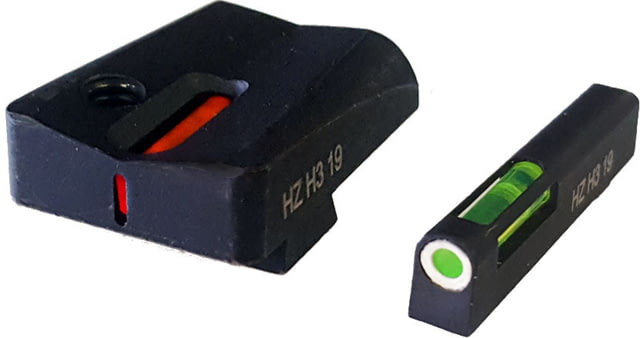 HiViz Litewave H3 TritiumLitepipe Express Glock 9mm and 40 S&W Sight Set Green/orange litepipes w/white front ring - Hiviz