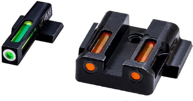 HiViz LiteWave H3 Tritium/Litepipe Night Sights Smith & Wesson M&P 9 Shield EZ Green Front w/ White Ring Orange Rear Black