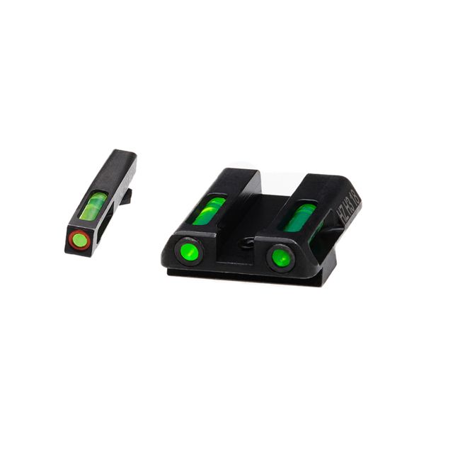 HiViz Litewave H3 Tritium/Litepipe Sight Set Glock 42 Glock 43 Black Green Litepipes w/ Orange Front Ring