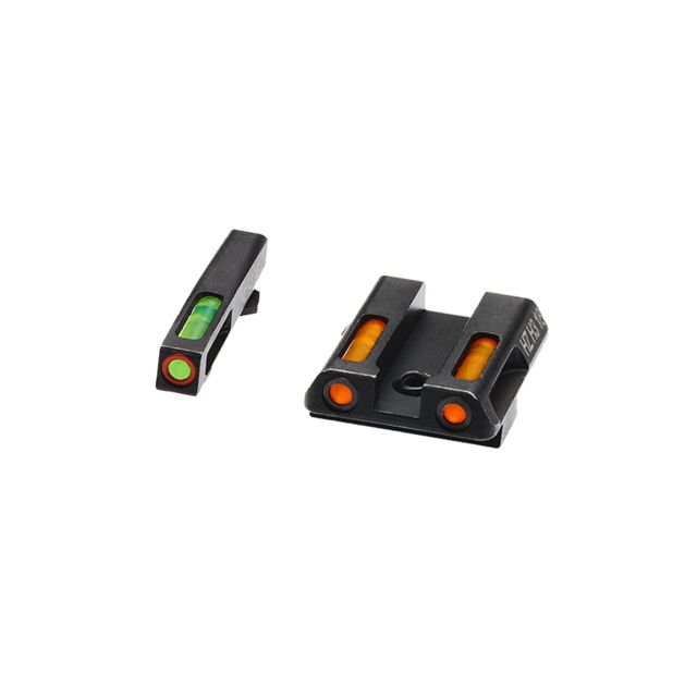 HiViz Litewave H3 Tritium/Litepipe Sight Set Glock 42 Glock 43 Black Green/Orange Litepipes w/ Orange Front Ring