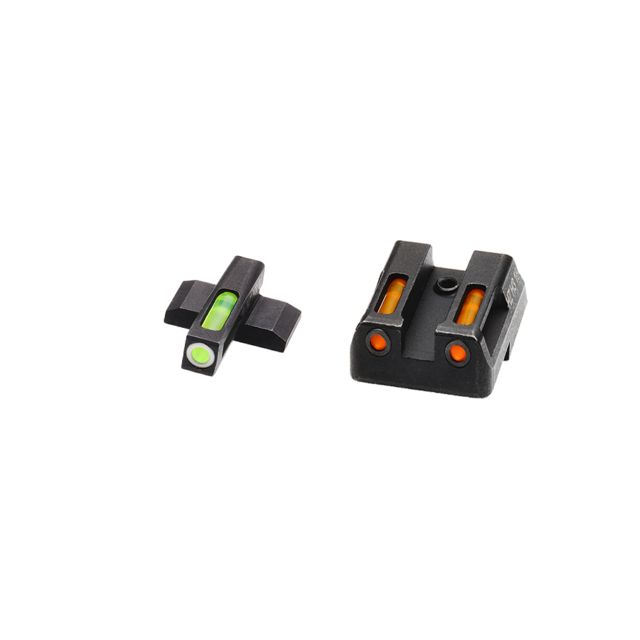 HiViz Litewave H3 Tritium/Litepipe Sight Set HK VP9 HK VP9SK HK VP40 HK45 HK45C HK P30 HK P30L Black Green/Orange Litepipes w/ White Front Ring - Hiviz