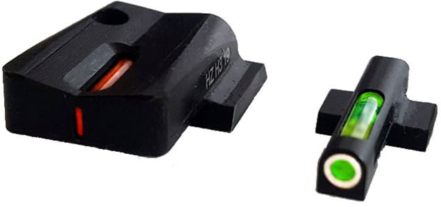 HiViz Litewave H3 Tritium/Litepipe Sight Set S&W Shield 9mm S&W .40 S&W .45 Black Green/Orange Litepipes w/ White Front Ring MPSN421 - Hiviz