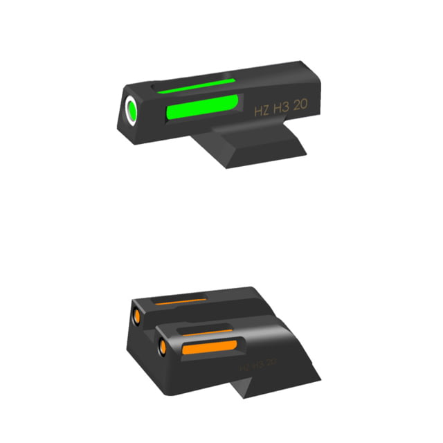 HiViz Springfiled Litewave H3 Tritium/LitePipe Day/Night Sight For Models with Fixed Sights Green/Orange with White Front Ring