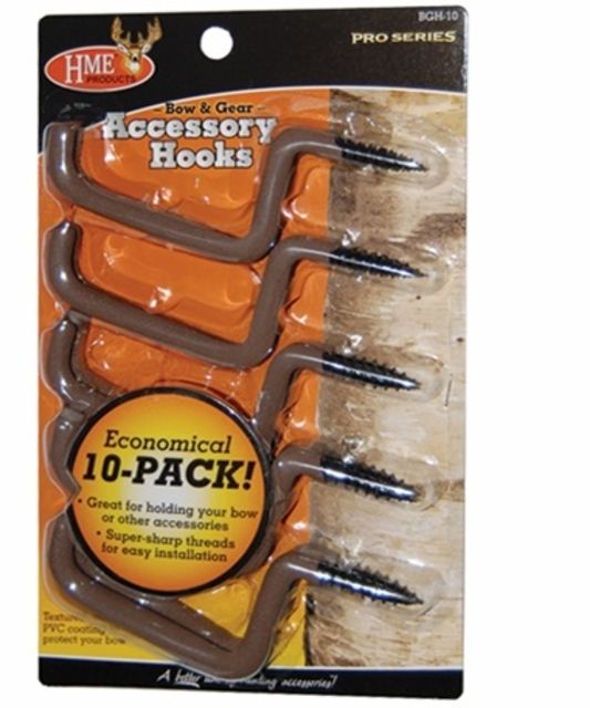 HME Products Bow and Gear Holders Brown Pack of 10