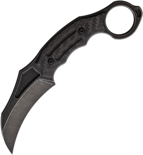 Hoback Knives Tusk Karambit Fixed Blade Knife 2.9in 154CM Steel DLC Black Stonewash Karambit Blade Carbon Fiber Handle TUSK DLC/ CARBON FIBIER