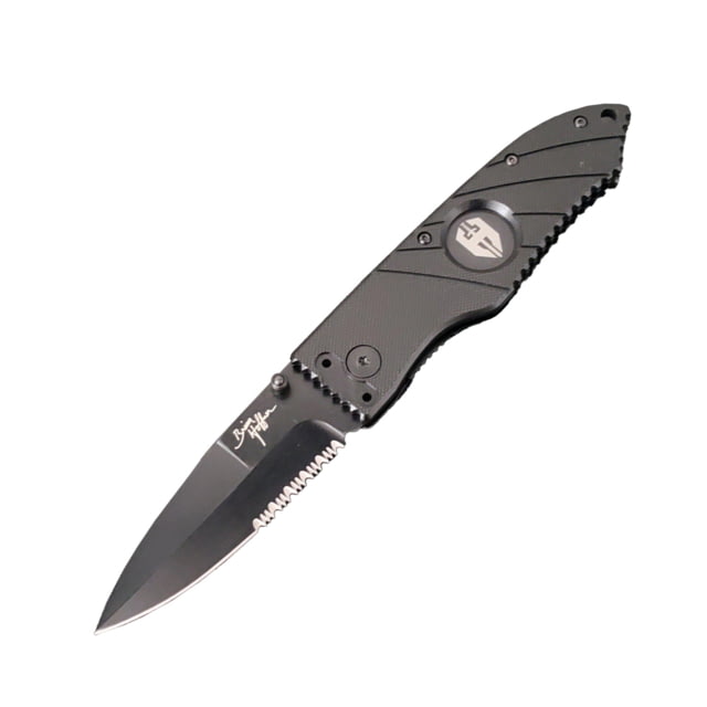 Hoffner Knives 2.8in Snap Folding Knife 6.8in Combo Edge Black Handle Black Finish - Hoffner Knives