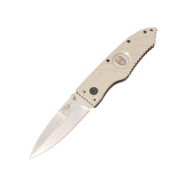 Hoffner Knives 2.8in Snap Folding Knife 6.8in Smooth Edge Khaki Handle Silver Finish - Hoffner Knives