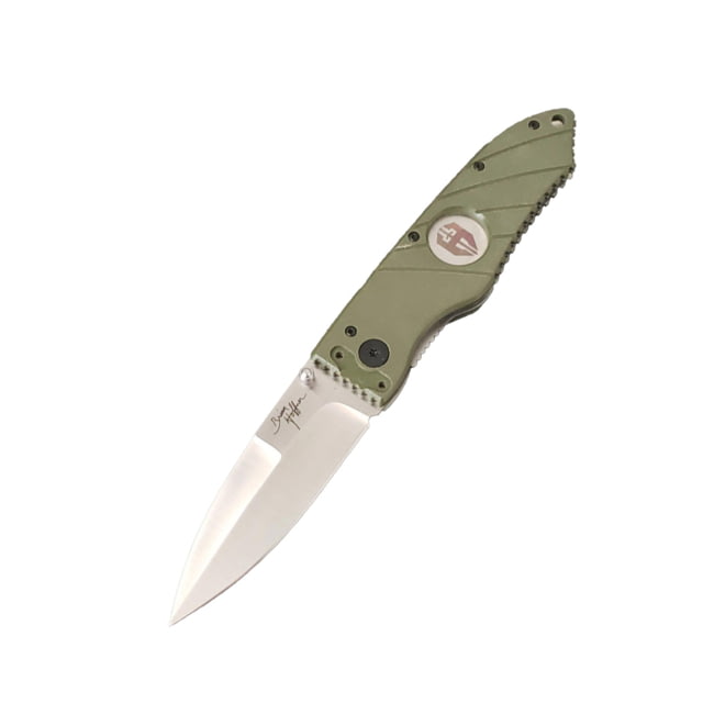 Hoffner Knives 2.8in Snap Folding Knife 6.8in Smooth Edge Olive Handle Silver Finish - Hoffner Knives