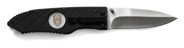 Hoffner Knives 3.5in Chiseled Grip Smooth Blade Folding Knife 440c Spear Point Blade Black/Silver - Hoffner Knives