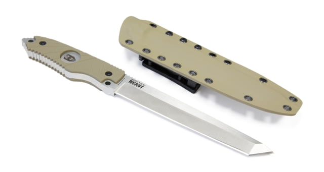 Hoffner Knives Beast Fixed Blade Knife 7in Stainless Steel Drop Point Tanto Blade Khaki/Silver - Hoffner Knives