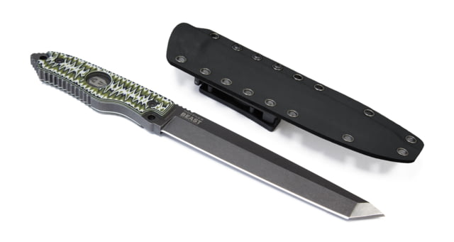 Hoffner Knives Beast Fixed Blade Knife 7in 440C Steel Drop Point Tanto Blade Olive/Black Black - Hoffner Knives