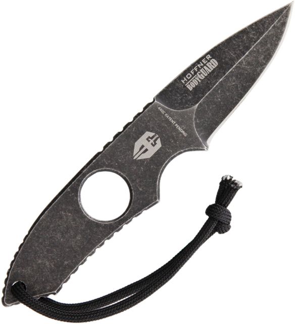 Hoffner Knives Bodyguard Neck Knife Fixed Blade Knife 2.375in 440C Steel Standard Edge Spear Point Black Stonewash - Hoffner Knives