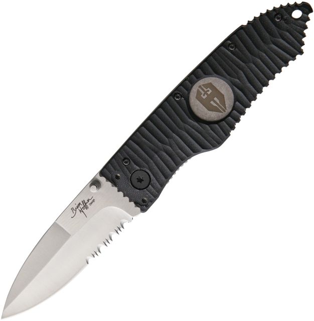 Hoffner Knives Chiseled Linerlock Black Folding Knife3.5inStainless SteelPartially SerratedSatin Black G10 Handle - Hoffner Knives